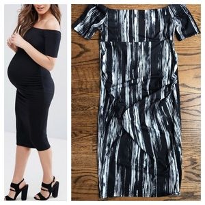 NWT ASOS Off Shoulder Bodycon Maternity Dress